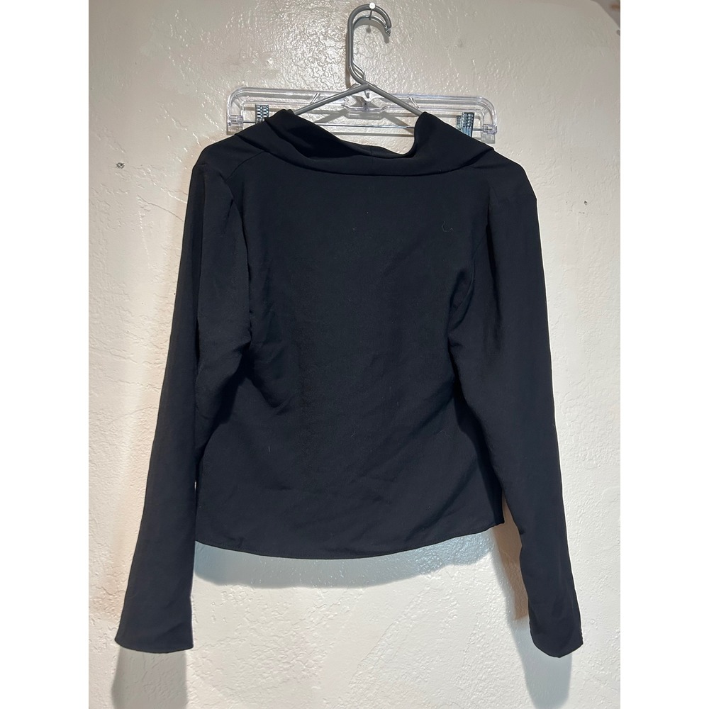 Zara Womens Black Cowl Neck Long Sleeve Cropped Top Size Small Business Casual - Picture 2 of 4